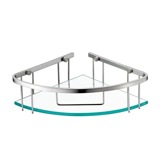 Wall Shelves 304SS Tempered Glass Chrome Single Bar 235x235x120mm 1Y ISO9001 SGS MOQ100 - Image 2
