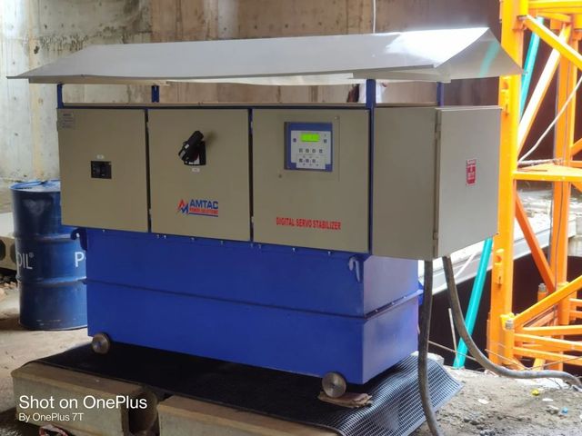 Three Phase Servo Voltage Stabilizer Brand AMTAC Phase Three Phase Mounting Type Floor Cooling Type Oil cooled Waveform Distortion - Image 1