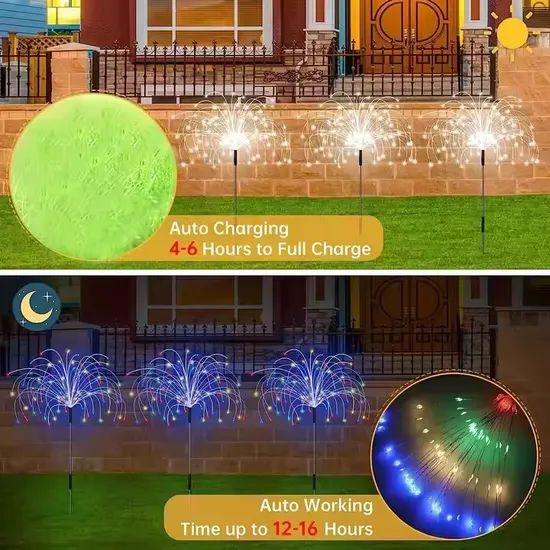 3D DIY Firework Solar LED Light Holiday Party Lawn Security Christmas Lights - Image 6