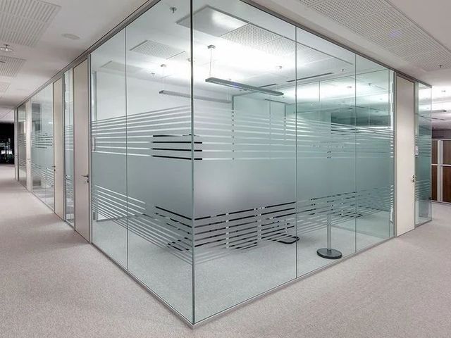 Full Height Aluminium And Glass Office Partition (Anodized) Color Grey Surface Finish Anodized Door Provision With Door Partition Type Full - Image 1