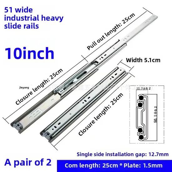 Factory Direct Sale Heavy Duty Drawer Slides 1 Pair Full Extension Ball Bearing Sliding Rails Cabinet Runners Tracks - Image 6