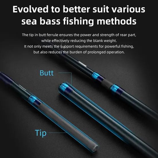 Sea Carbon Bass Rod 3-12m M Action 273G EVA Handle FUJI Guide 160.5Cm 2.0-5.0 PE - Image 3