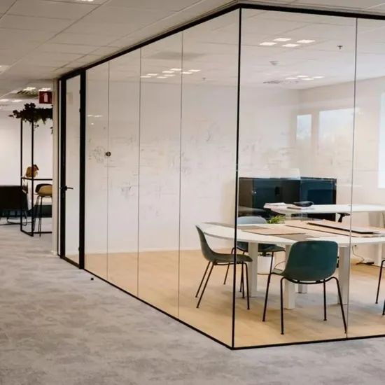Clear Glass Partition for Office Color Black Origin China Condition New Material Metal HS Code 7008001000 Style Modern, - Image 1
