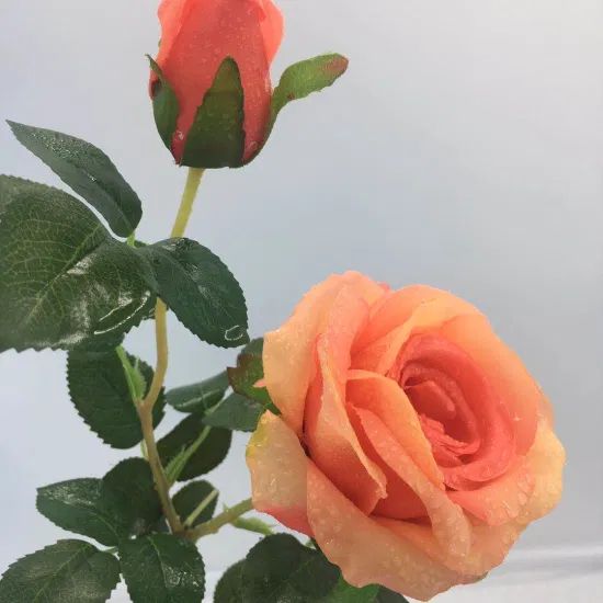 Waterproof Sun Resistant Artificial Flower Rose Orange Color - Image 1