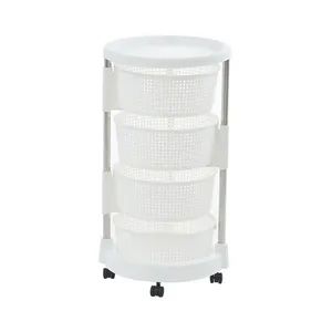 Plastic Kitchen Storage Cart 5-Layer Rotating Food Storage Rack - Image 6