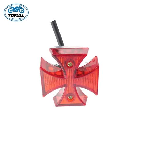 Motorcycle Tail Light Cross LED ABS Surround with Red Lens Rear License Plate Tail Light Motorcycle Chopper Dirt Bike - Image 3