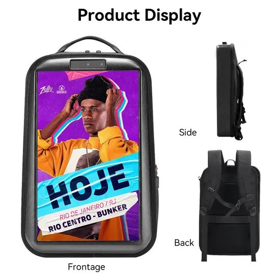 Battery-Powered Android Remote Update Digital Advertising LCD Backpack ...