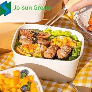 Brown Paper Square Bowl Disposable Lunch Box Rectangular Lunch Box Takeout Packed Light Picnic Tableware - Image 1