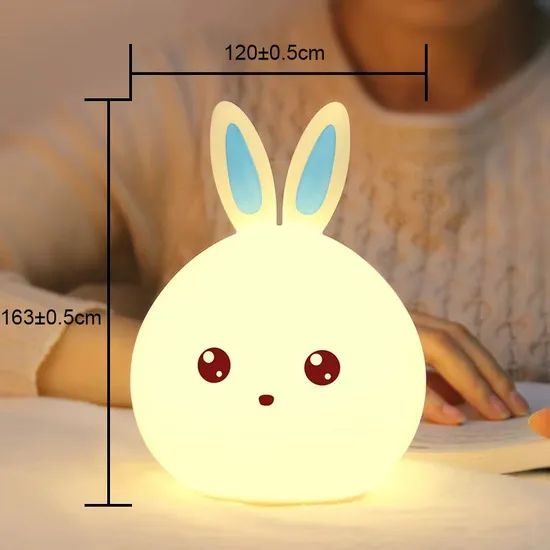 Silicone LED Cute Rabbit Night Light, Touch Desk Lamp - Image 5