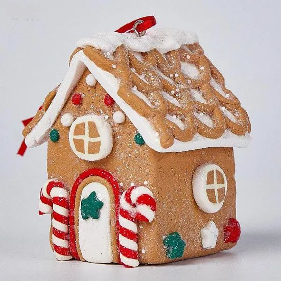Wholesale Price OEM Manufacturer Personalized Navidad Xmas Hanging Ornaments Gifts Crafts Custom Clay Gingerbread Small House Christmas Tree Decorations Factory - Image 4