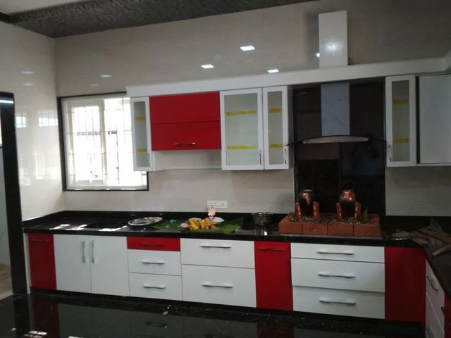 Modular Kitchen Service Colour Brown Material Wooden Appearance Modern Finish Type Lacquer Pattern Design Plain Kitchen Shape - Image 4