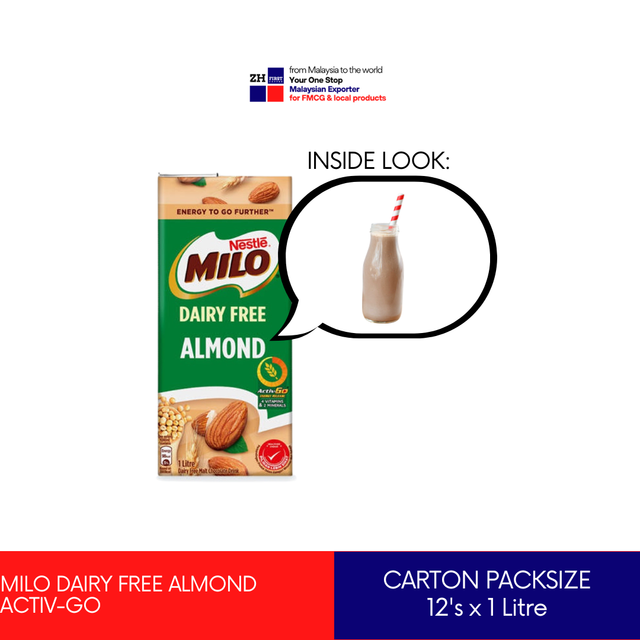 MI LO Almond 1 Litre Dairy Free UHT plant protein dairy alternative chocolate cocoa drink vegan Malaysia direct factory - Image 2