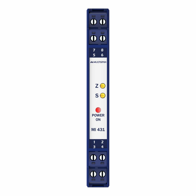 Multispan MI-431 Slim Signal Isolator Color Blue Form Factor Slim Current Rating. 20 mA Product Brand Multispan Model Name/Number - Image 1
