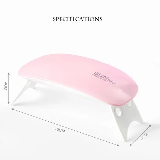 Sun Mini UV/LED Nail Dryer Power 6W MOQ 100PCS LED Qty 6PCS Trademark SD Origin China Model NO. SD0240 Power Supply USB Material - Image 3
