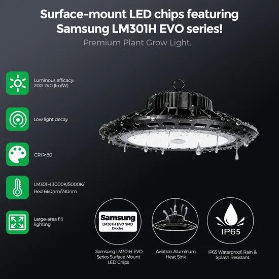 100W Dimmable Hydroponic Customization Full Spectrum UFO Indoor Plant LED Grow Light - Image 5
