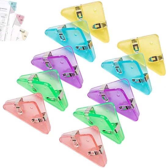 Corner Paper Clips, Plastic Paper Corner Clips, Cute Books Triangle Binder Clips, for Office Staff Student Teacher Prevent Book Corner Curling - Image 2