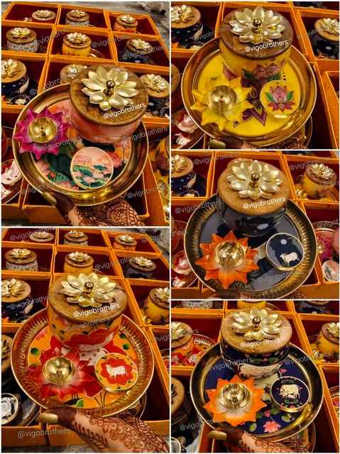 Golden Brass Plate Combo Color Golden Length 7 Inch Design Many design available Country of Origin Made in - Image 1
