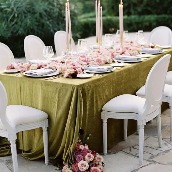 120 Inch Round Table Cloth Dusty Rose Polyester Linens Velvet Tablecloth - Image 5