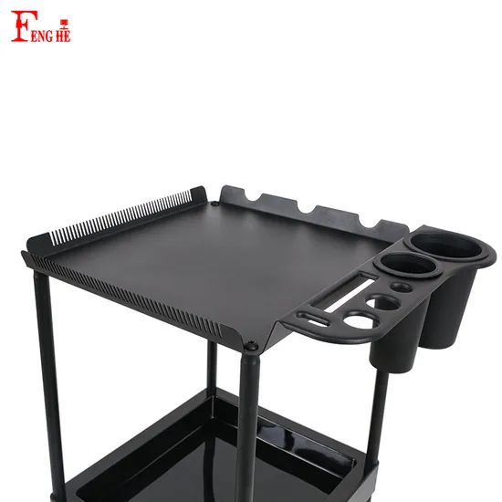 3 Tier Rolling Salon Trolley with Tool Holders – Hairdresser Utility Cart - Image 4