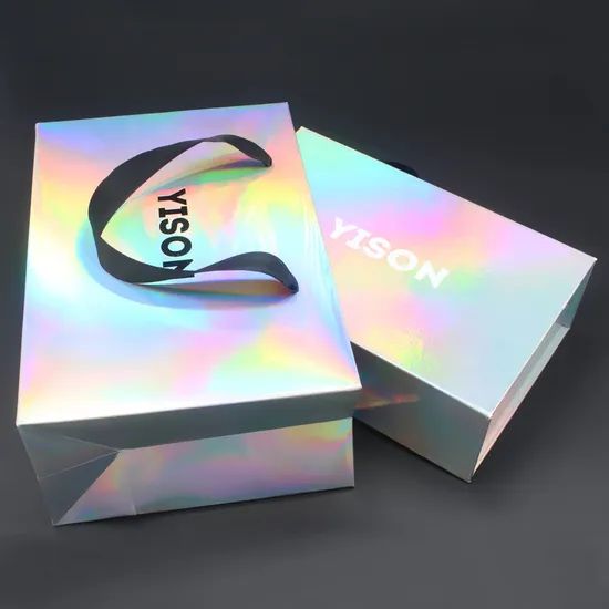 Custom Shopping Holographic Paper Bags Packaging for Gift - Image 1