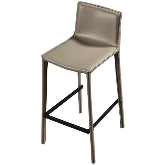 Italian Leather High Back Bar Stool with Backrest - Image 2