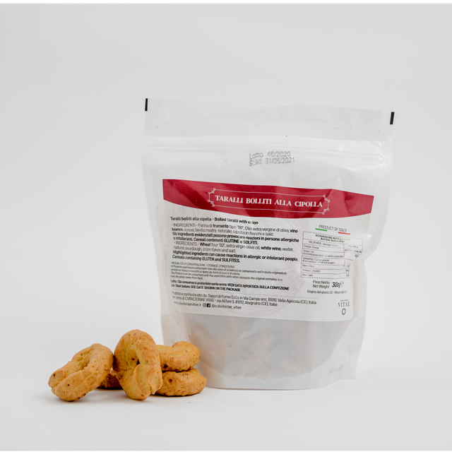 Top Sale Baked Snacks Taralli With Onion Flakes Artisanal Snacks Semi Soft Fresh Saver packaging Party Snacks - Image 2