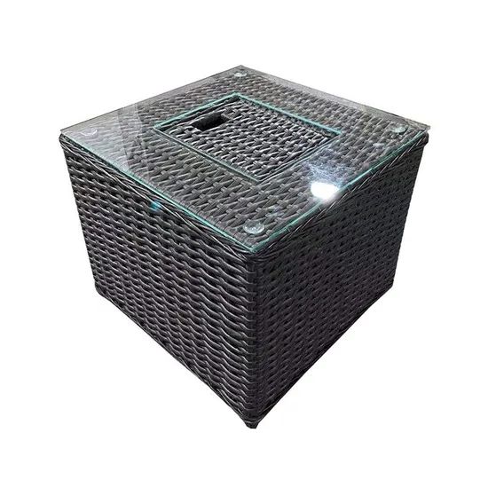 Outdoor Garden Wicker Rattan Square Coffee Table with Built-in Ice Bucket - Image 2