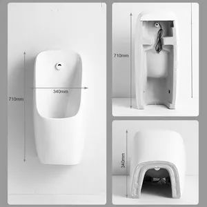 Commercial Public Bathroom Use Modern Wall-Mounted Waterless Ceramic Urinal with Automatic Sensor Flush - Image 5