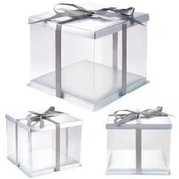 Gold Color 3-Part Storage Clear Boxes Handmade Small Cake Socket Set for Cosmetic Packaging Rectangle for Sushi Pizza Candy - Image 4