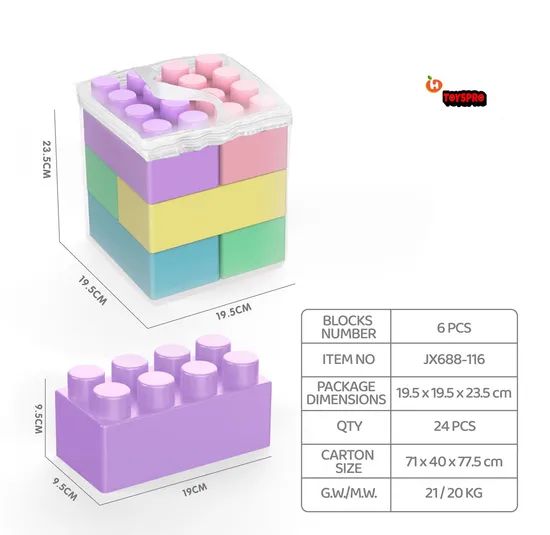 Big Building Block Set, Large 6 Pieces Building Bricks, - Image 5