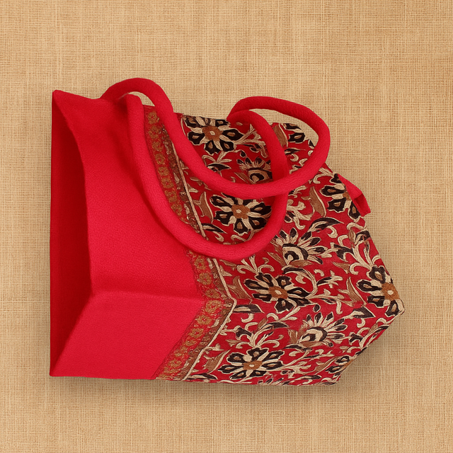 Jute Gift Bags with Printed Fabric Panel - Image 3