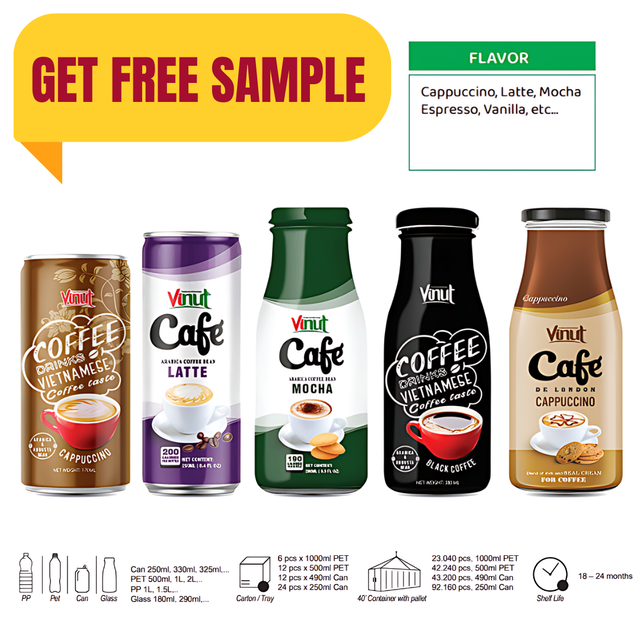 Coconut Milk Coffee Drink 320ml VINUT| Latte, Black, Cappuccino, Mocha, Free Design, Free Sample, Wholesale Supplier OEM/ODM - Image 5