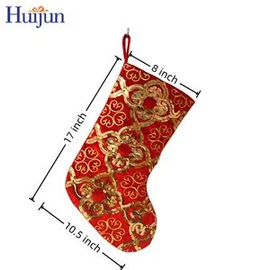 Custom Crafted 19 Inch Christmas Stocking with Sequins Embroidered Holiday Party Decor Supplies - Image 4