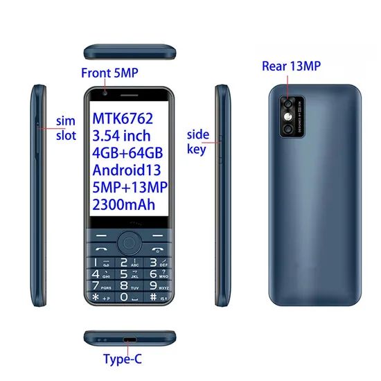 Touch Screen Android 2300mAh Phone Keypad 4G Volte Smart Feature Phones Button Keypad Mobile Phone - Image 4