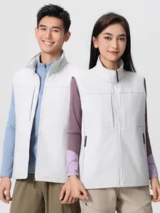 Custom Corporate Logo Fleece Softshell Vest - Multi-Pocket Lightweight Gilet - Image 2