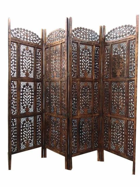 4 Panel Wooden Folding Partition Color Brown Height 6 Feet Material Wooden Shape Rectangular Brand ZT Handicraft Is It Portable - Image 1
