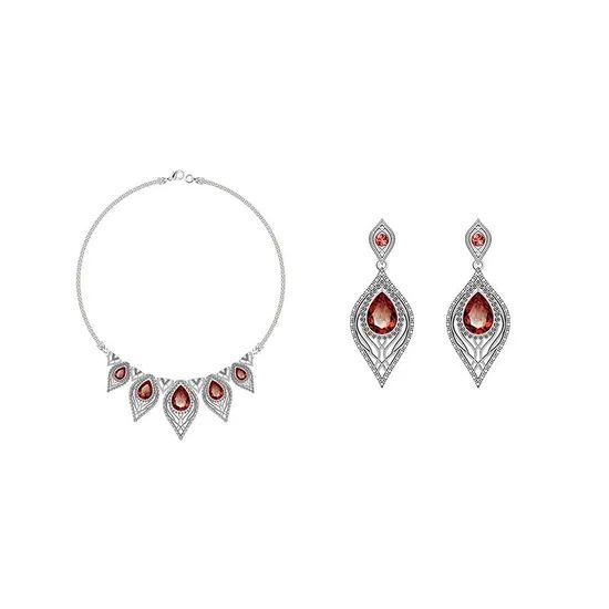 Mysterious Feather Silver Jewelry Set with Ruby Color Silver Shape Animals Style Fashion HS Code 71171900 Trademark - Image 4
