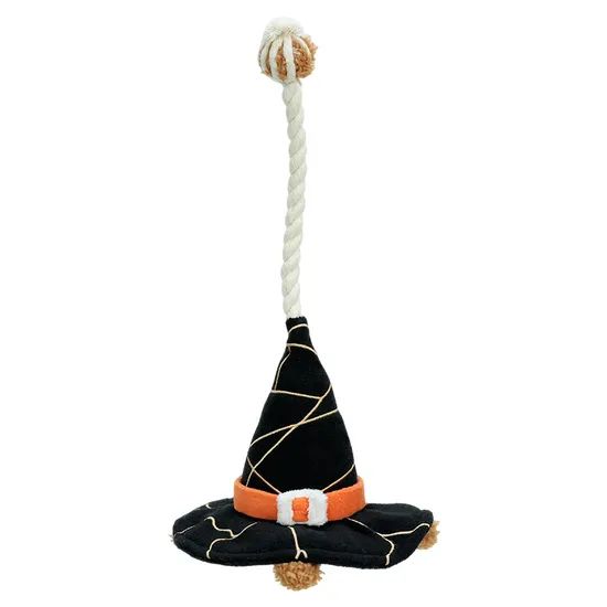 New Design Cute Magical Hat Interactive Squeaky Dog Plush Rope Chew Toy - Image 2