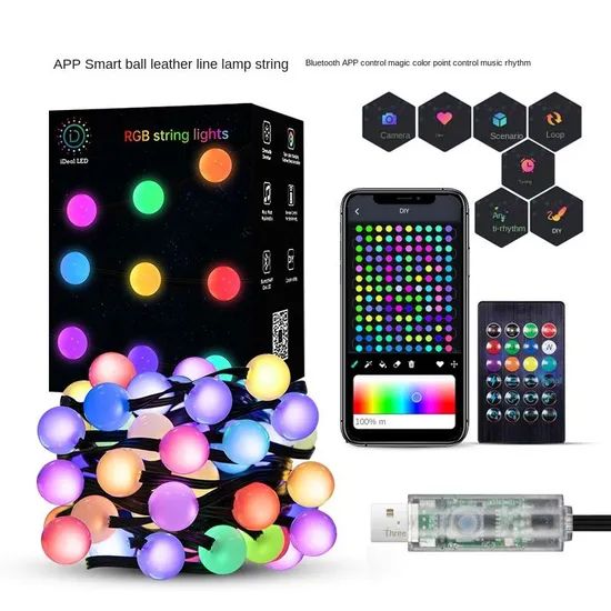 Smart LED Ball String Lights with APP Control for Home Decor - Image 3
