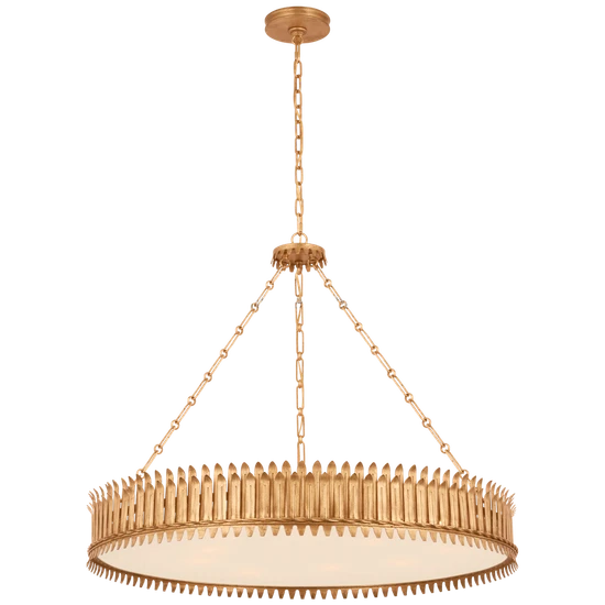 Large Round Hanging Lamp Low Ceilings Modern Glass Brass Chandelier Pendant Light - Image 4