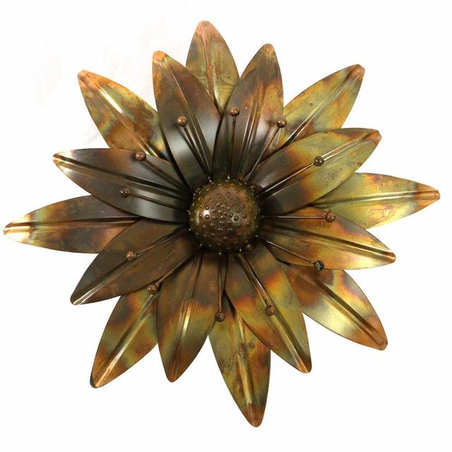 Metallic Round Dahlia Flower Gold Finish Size 19, Medium Color Gold Finish Brand Blooms N Stylz Material Metal With Gold - Image 3