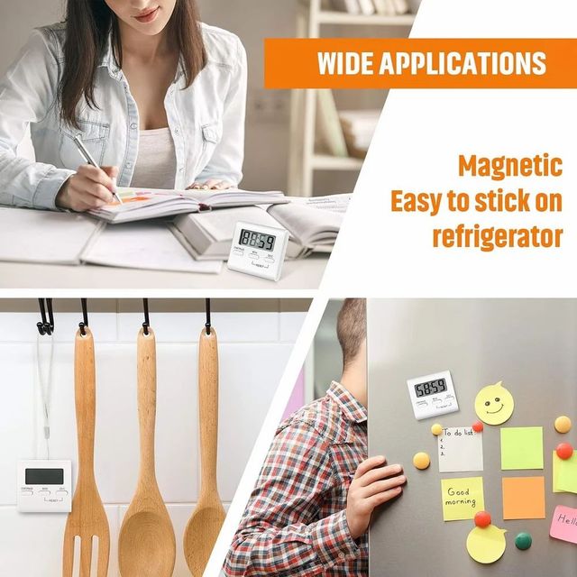 Square Timer, Small Digital Kitchen Timers, Timer for Cooking, Digital Stopwatch with Loud Alarm - Image 9