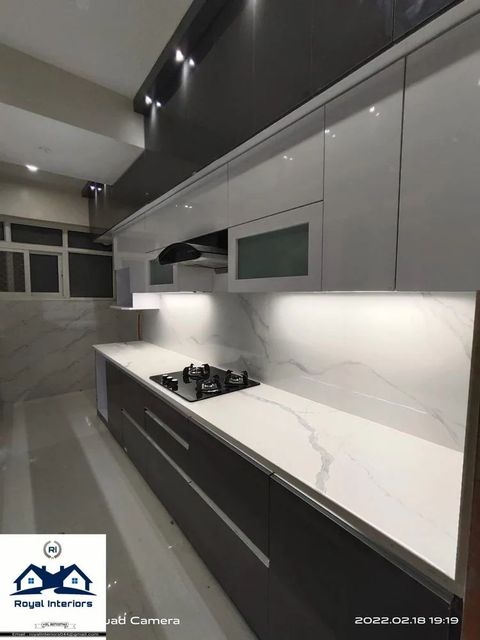 HDHMR Parallel Modular Kitchen Material HDHMR Appearance Modern Colour Brown, White Finish Type Polished Counter Height 32 - Image 2