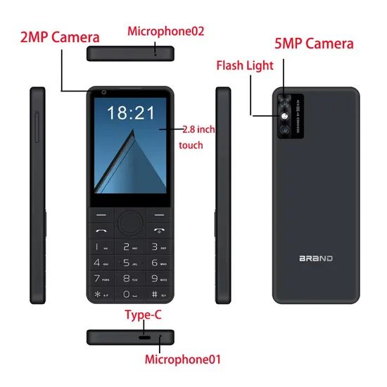 Smart Feature Mobile Phone with Keypad and Touch Display Dual SIM Card 2.8 Inch Touch Screen Button 4G Mobile Android Keypad Phone - Image 2