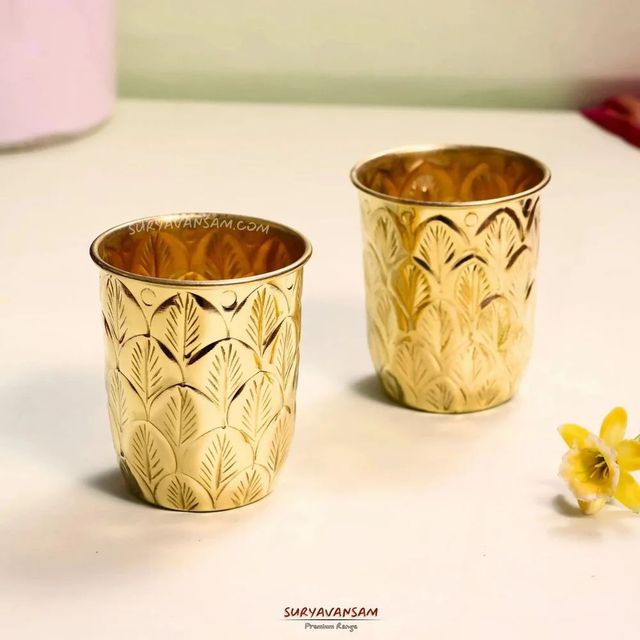 Handmade Pure Brass Glass Weight 80 Gm Capacity 200 Ml Design Versatile Material Pure Brass Durability Built To Last Color Natural Brass - Image 3