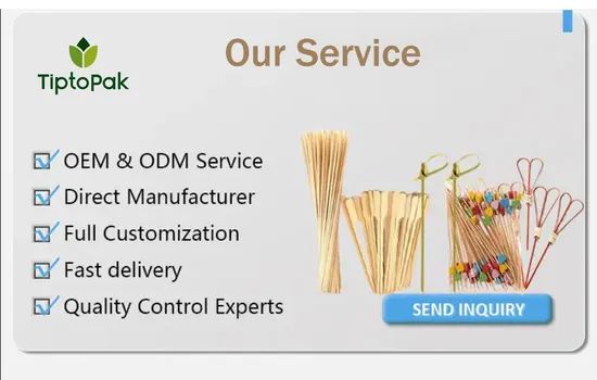Disposable Bamboo Bar Tools Fruit Pick Skewer Sustainable Yes Biodegradable Yes HS Code 4421911090 Heat Resistance Yes FSC Confirm with FSC - Image 5