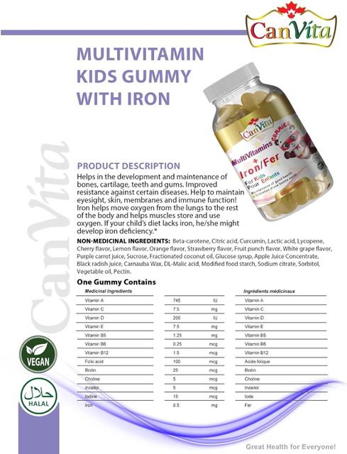 Canvita Kid’s Halal Multivitamins plus Iron Gummy (240 gummies/bottle) all multivitamins for kids for daily use - Image 10