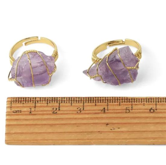 Handmade Winding Natural Stone Rough Stone Amethyst White Crystal Aquamarine Irregular Gemstone Finger Rings for Women - Image 6