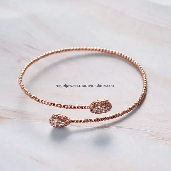 Fashion Classic Design S925 Sterling Silver Rose Gold Plated CZ Chain Bangle - Image 5