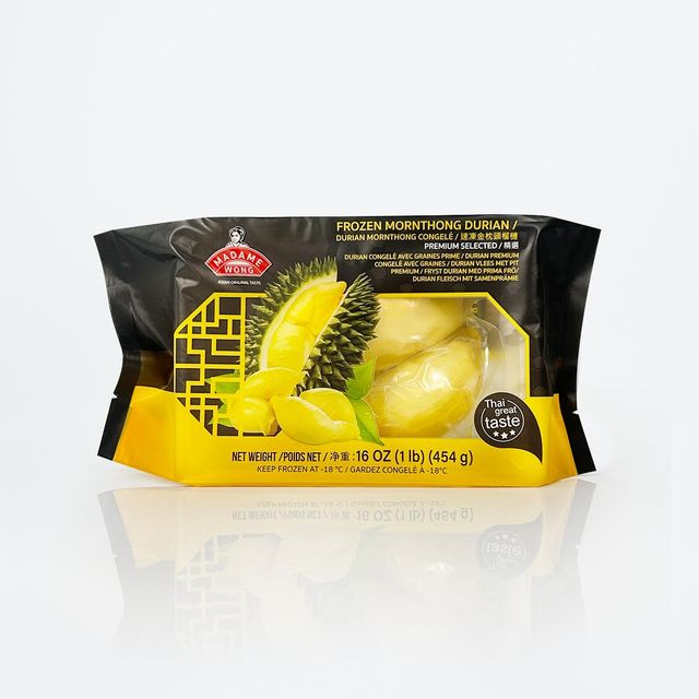 Frozen Monthong Durian Flesh Seeded from Thailand – Premium Grade | Madame Wong | 454g - Image 1